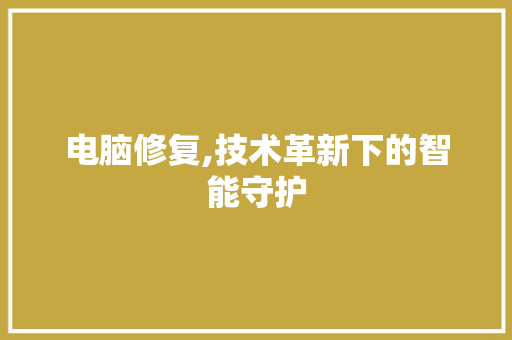 电脑修复,技术革新下的智能守护 GoogleSEO