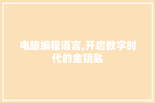 电脑编程语言,开启数字时代的金钥匙 百度SEO