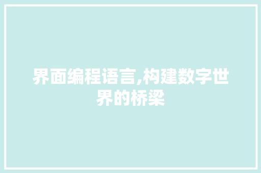 界面编程语言,构建数字世界的桥梁 神马SEO