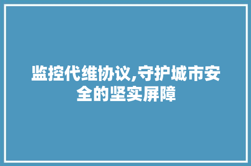 监控代维协议,守护城市安全的坚实屏障 必应SEO