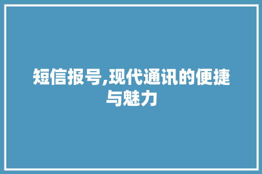 短信报号,现代通讯的便捷与魅力 神马SEO