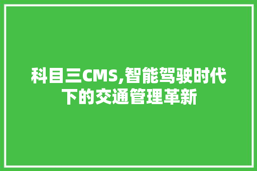 科目三CMS,智能驾驶时代下的交通管理革新 必应SEO