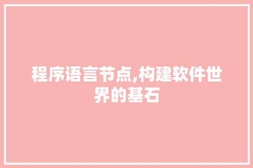 程序语言节点,构建软件世界的基石 神马SEO