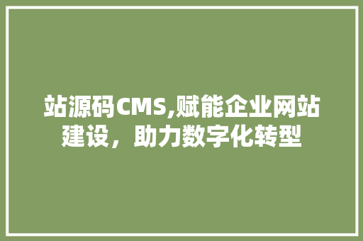 站源码CMS,赋能企业网站建设，助力数字化转型