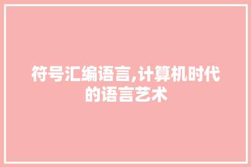 符号汇编语言,计算机时代的语言艺术 GoogleSEO