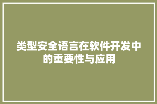 类型安全语言在软件开发中的重要性与应用 GoogleSEO
