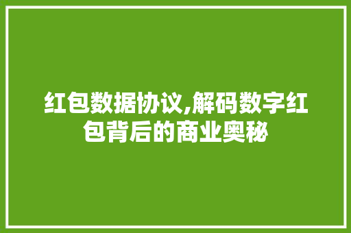 红包数据协议,解码数字红包背后的商业奥秘 必应SEO