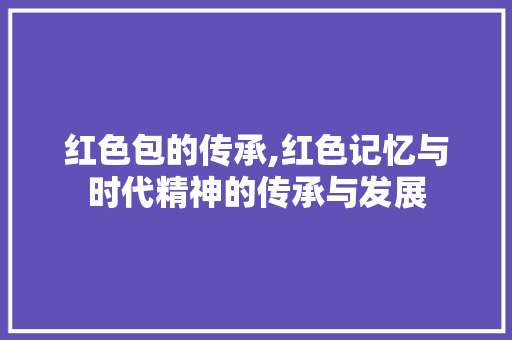 红色包的传承,红色记忆与时代精神的传承与发展 神马SEO