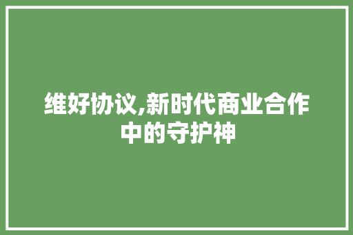 维好协议,新时代商业合作中的守护神 搜狗SEO