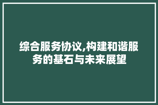 综合服务协议,构建和谐服务的基石与未来展望 必应SEO