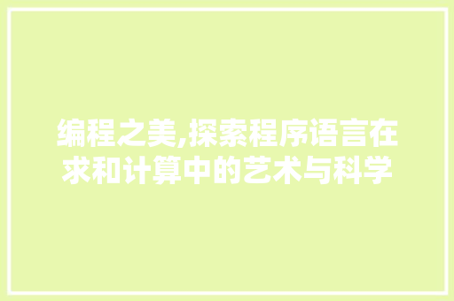 编程之美,探索程序语言在求和计算中的艺术与科学 必应SEO