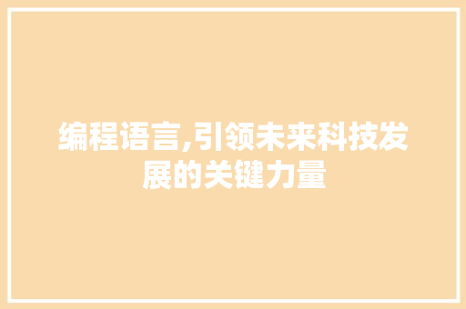 编程语言,引领未来科技发展的关键力量 GoogleSEO