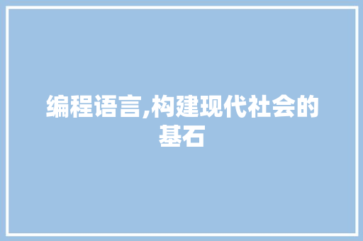 编程语言,构建现代社会的基石 神马SEO