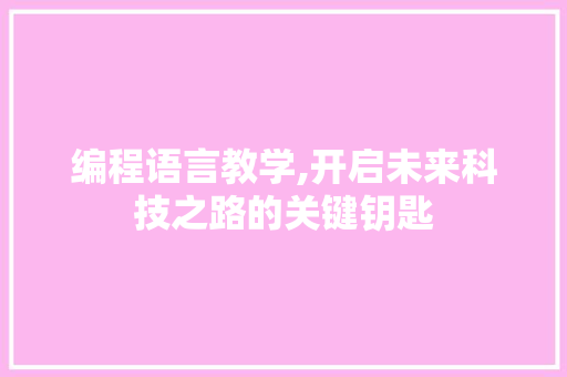 编程语言教学,开启未来科技之路的关键钥匙 必应SEO