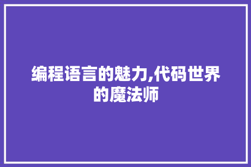 编程语言的魅力,代码世界的魔法师 神马SEO