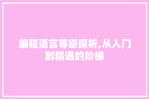 编程语言等级探析,从入门到精通的阶梯 百度SEO