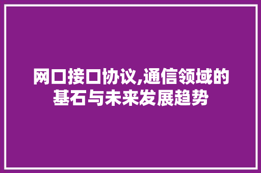 网口接口协议,通信领域的基石与未来发展趋势 百度SEO