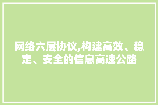 网络六层协议,构建高效、稳定、安全的信息高速公路 神马SEO