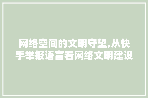 网络空间的文明守望,从快手举报语言看网络文明建设