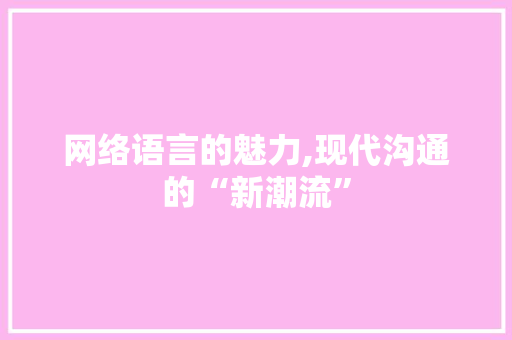 网络语言的魅力,现代沟通的“新潮流” 神马SEO