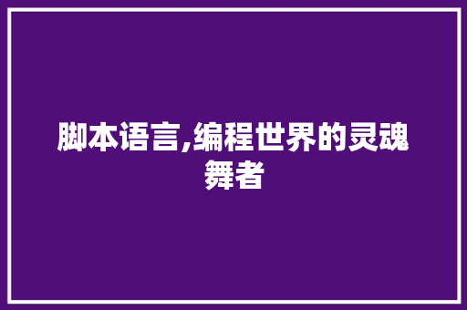 脚本语言,编程世界的灵魂舞者 百度SEO