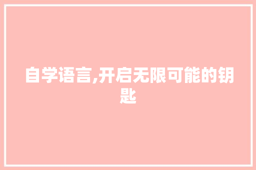 自学语言,开启无限可能的钥匙 必应SEO