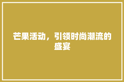 芒果活动，引领时尚潮流的盛宴 GoogleSEO