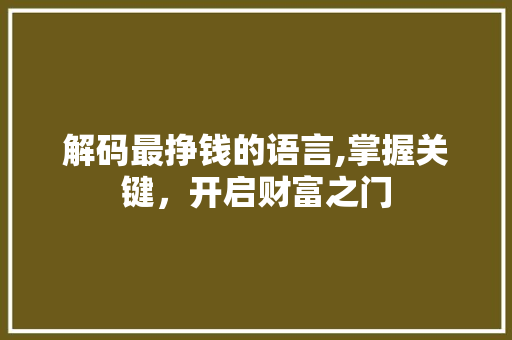 解码最挣钱的语言,掌握关键，开启财富之门 神马SEO