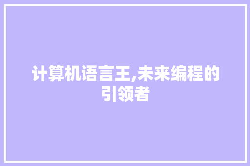 计算机语言王,未来编程的引领者 搜狗SEO