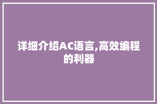 详细介绍AC语言,高效编程的利器 百度SEO