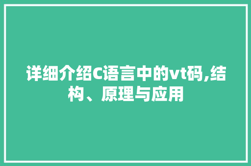 详细介绍C语言中的vt码,结构、原理与应用 神马SEO