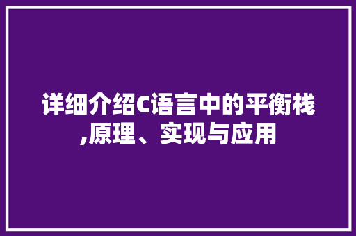 详细介绍C语言中的平衡栈,原理、实现与应用 必应SEO