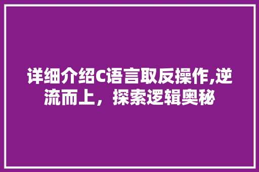 详细介绍C语言取反操作,逆流而上，探索逻辑奥秘 搜狗SEO
