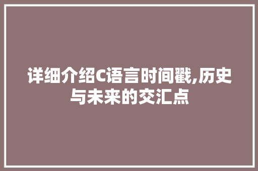详细介绍C语言时间戳,历史与未来的交汇点 搜狗SEO