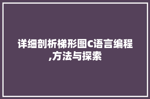 详细剖析梯形图C语言编程,方法与探索 神马SEO