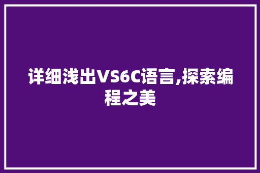 详细浅出VS6C语言,探索编程之美 GoogleSEO