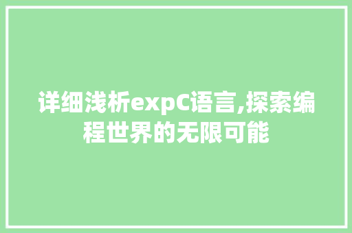 详细浅析expC语言,探索编程世界的无限可能 必应SEO