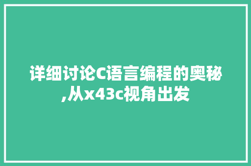 详细讨论C语言编程的奥秘,从x43c视角出发 GoogleSEO