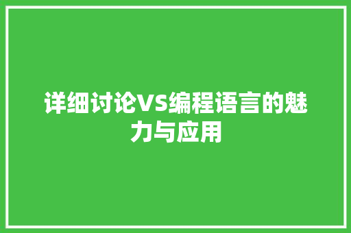 详细讨论VS编程语言的魅力与应用 GoogleSEO