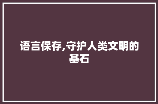 语言保存,守护人类文明的基石 搜狗SEO