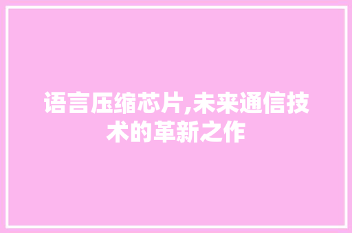 语言压缩芯片,未来通信技术的革新之作 百度SEO