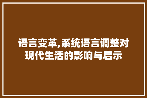 语言变革,系统语言调整对现代生活的影响与启示 百度SEO