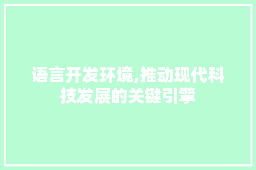 语言开发环境,推动现代科技发展的关键引擎 百度SEO