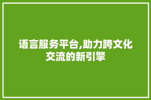 语言服务平台,助力跨文化交流的新引擎 神马SEO
