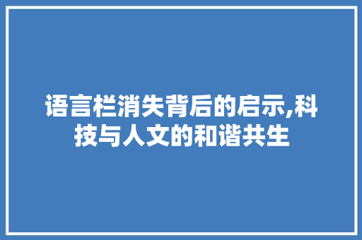 语言栏消失背后的启示,科技与人文的和谐共生 百度SEO