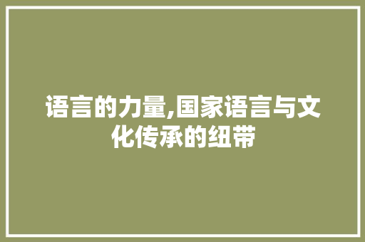语言的力量,国家语言与文化传承的纽带 神马SEO