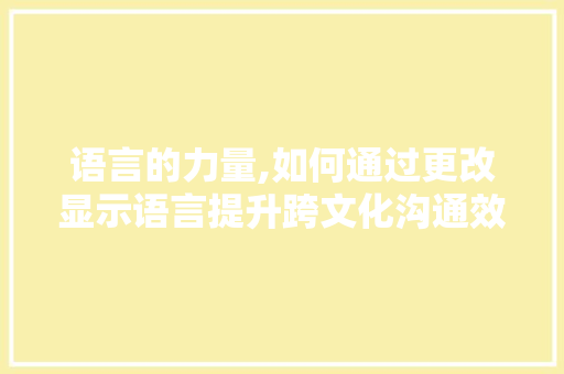 语言的力量,如何通过更改显示语言提升跨文化沟通效率 必应SEO