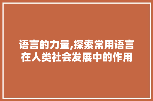 语言的力量,探索常用语言在人类社会发展中的作用 神马SEO