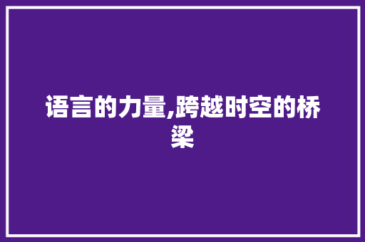 语言的力量,跨越时空的桥梁 神马SEO