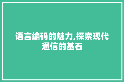语言编码的魅力,探索现代通信的基石 神马SEO